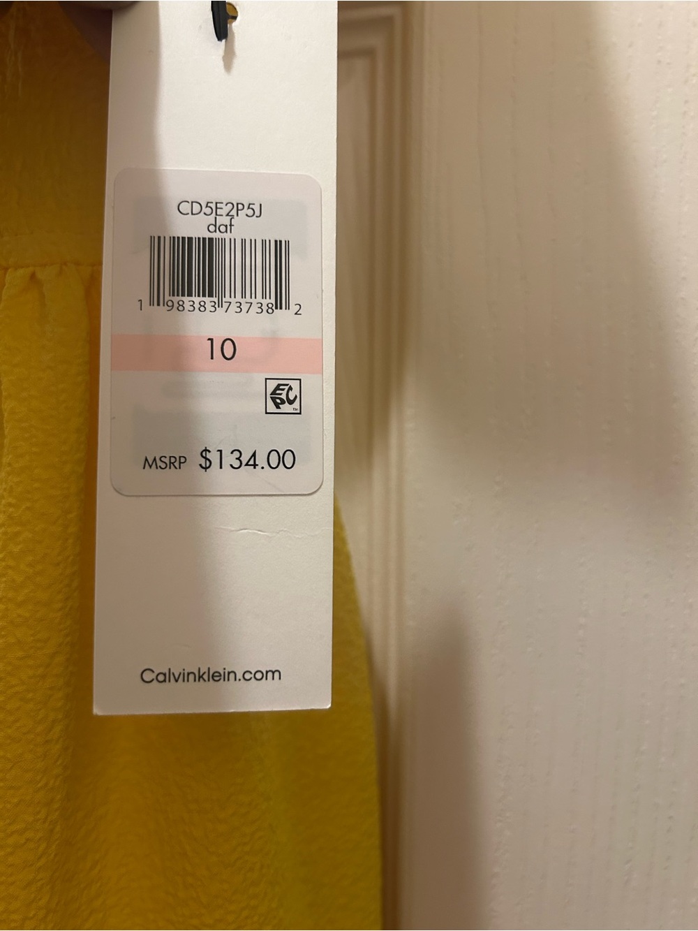 Calvin Klein Bright Yellow Tiered Flutter-Sleeve Dress - Picture 3 of 8
